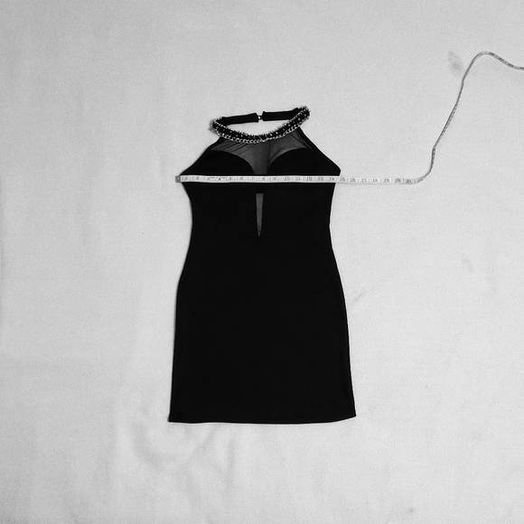 Dress, Black, Sleevless with brass spiked collar - Picture 2 of 7